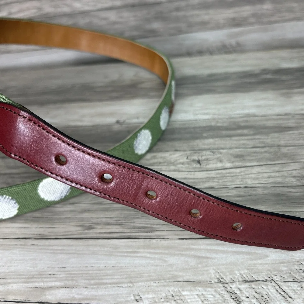 Needlepoint‎ Golf Belt Size 39 Vintage Golf Balls Grandpa Green